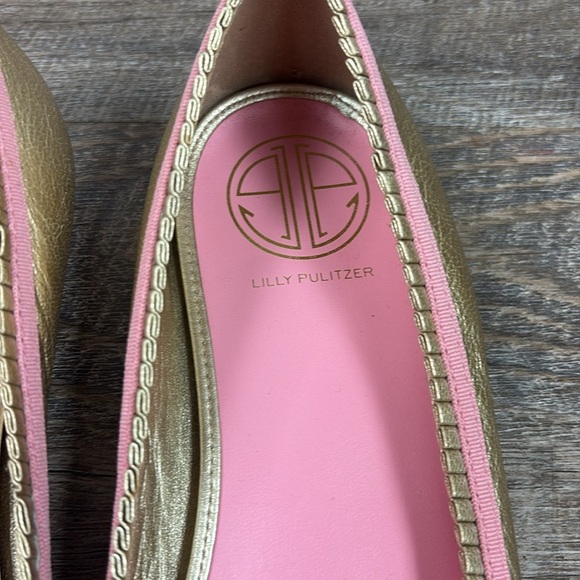 Lilly Pulitzer Via Palm Beach Gold Leather Ballet Flats Size 8.5 - Picture 8 of 13